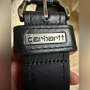 Carhartt Dark Leather Belt with Silver Buckle